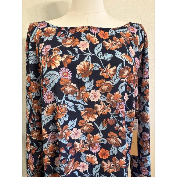 HALOGEN Sheath Dress | Floral Long Sleeve Mini Exposed Back Zipper | XL | NWT - Picture 7 of 10